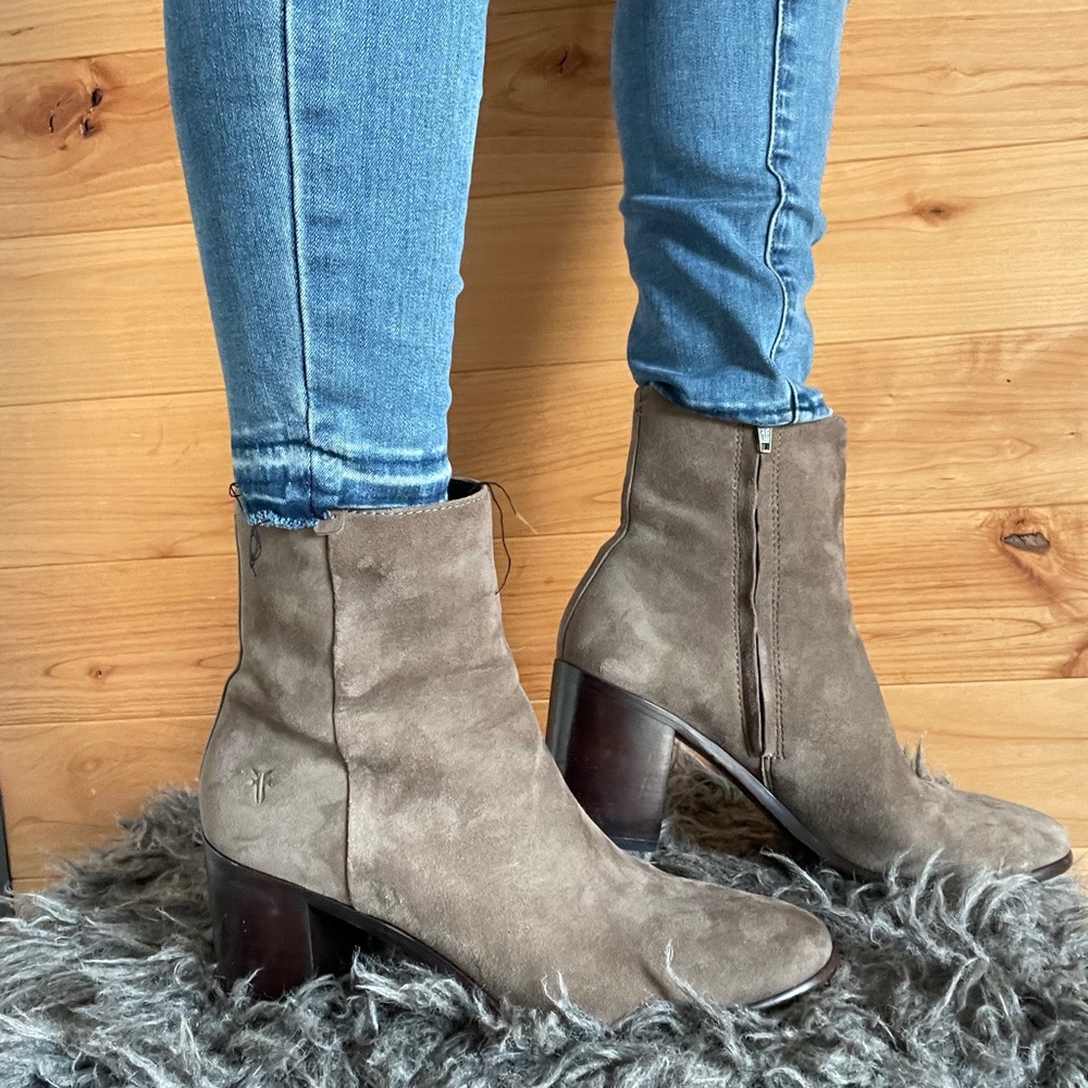Frye brown suede booties 3”